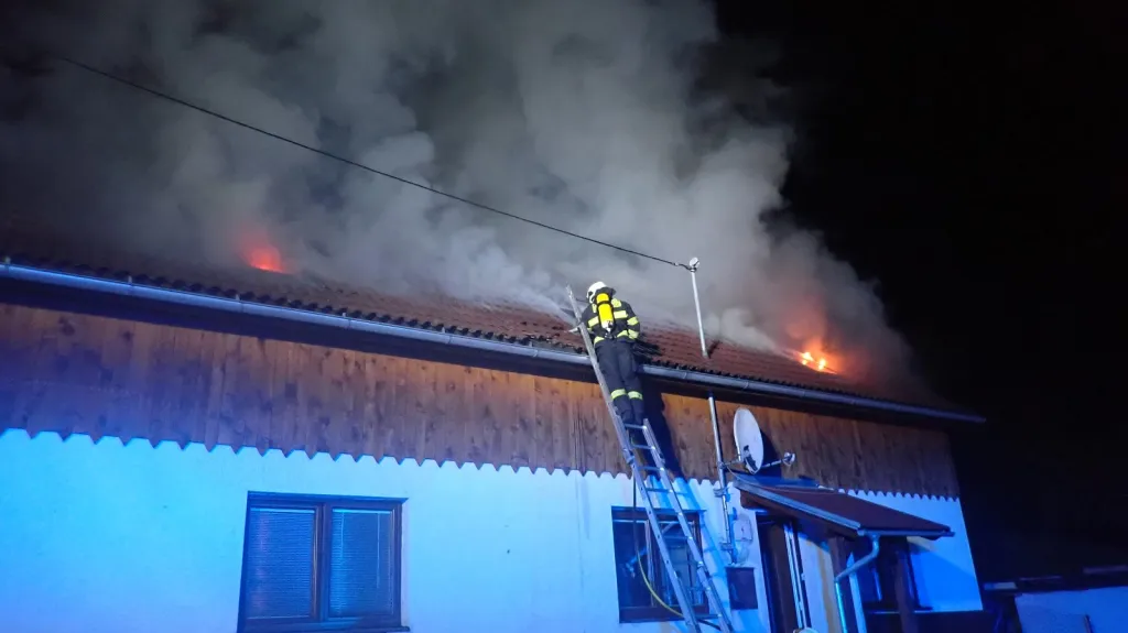 Požár rodinného domu v Ludkovicích na Zlínsku