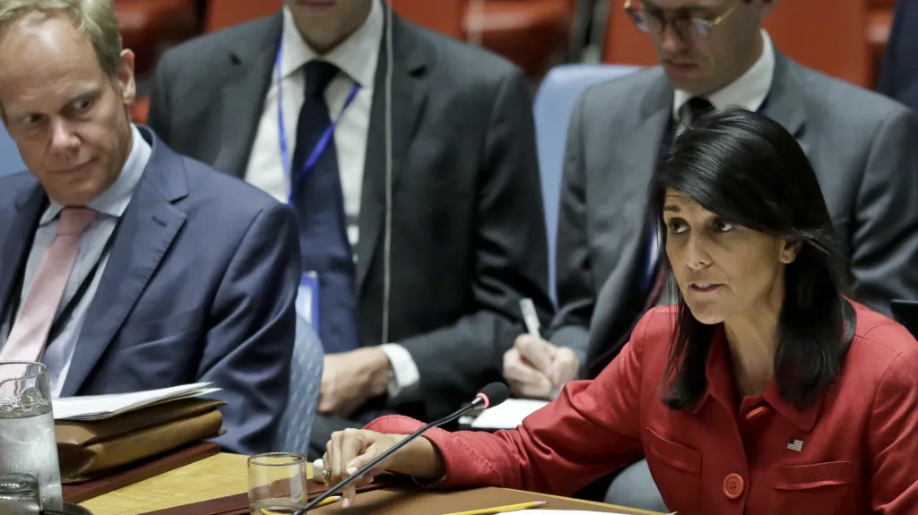 Nikki Haleyová na jednání Rady bezpečnosti OSN o KLDR