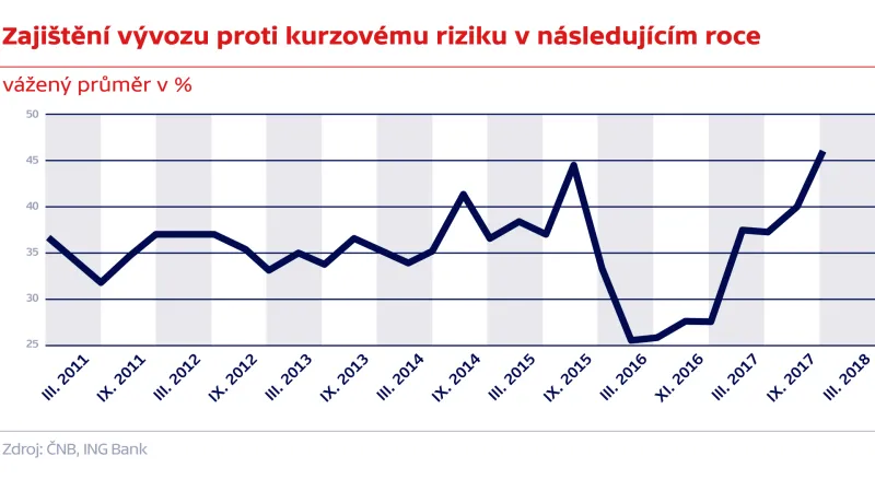 Zajištění vývozu proti kurzovému riziku v následujícím roce
