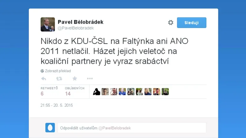 Vzkaz Pavla Bělobrádka koaličnímu partnerovi