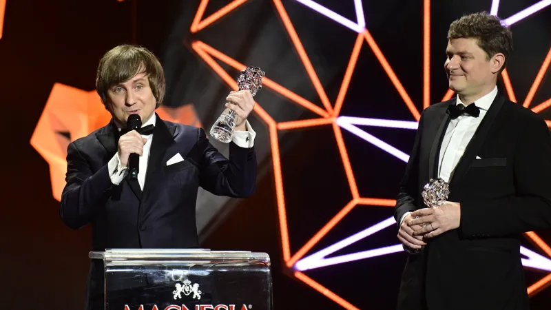 Cenu za nejlepší zvuk převzali (zleva) Lukáš Ujčík a Jan Šulcek za film Bod obnovy