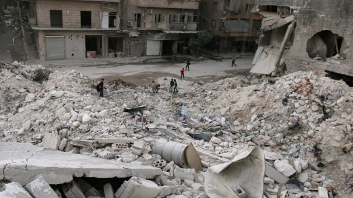 Rozbombardované Aleppo