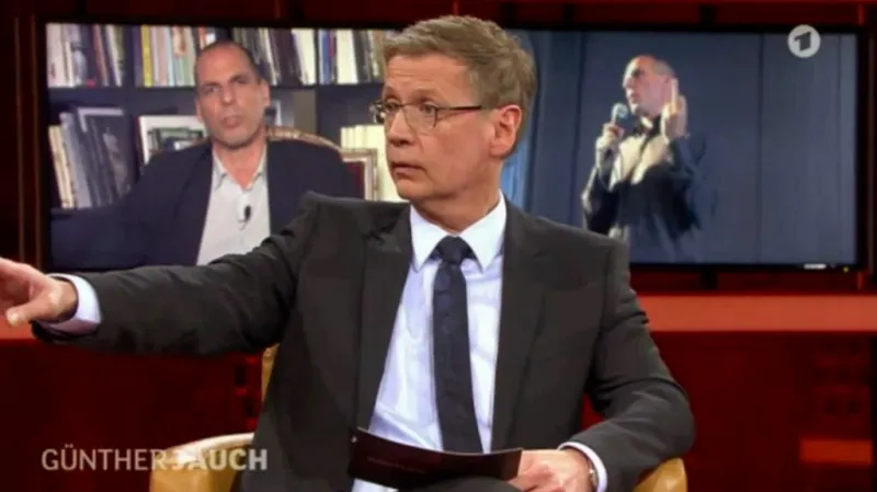 Janis Varufakis v diskusním pořadu Günthera Jaucha