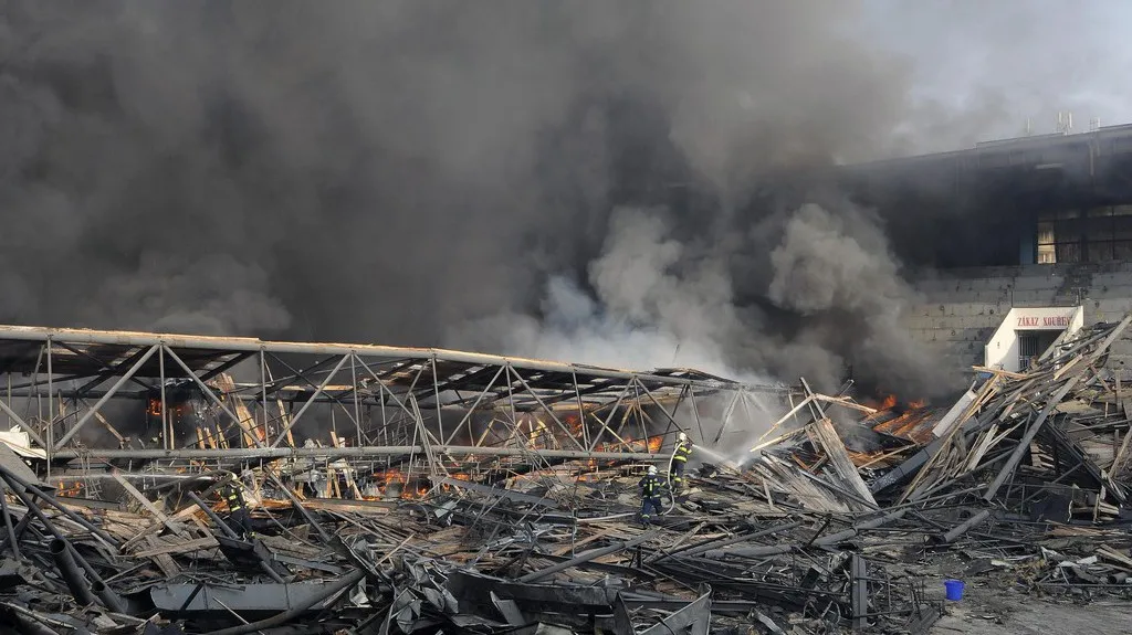 Požár stadionu v Teplicích