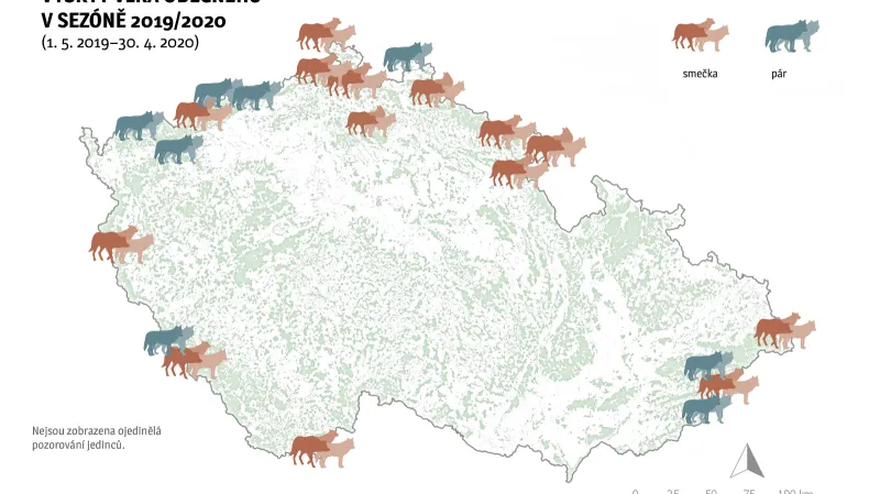 Výskyt vlka obecného 2019/2020