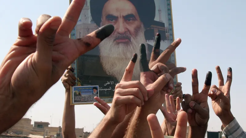 Portrét šíitského duchovního Alí Sistáního