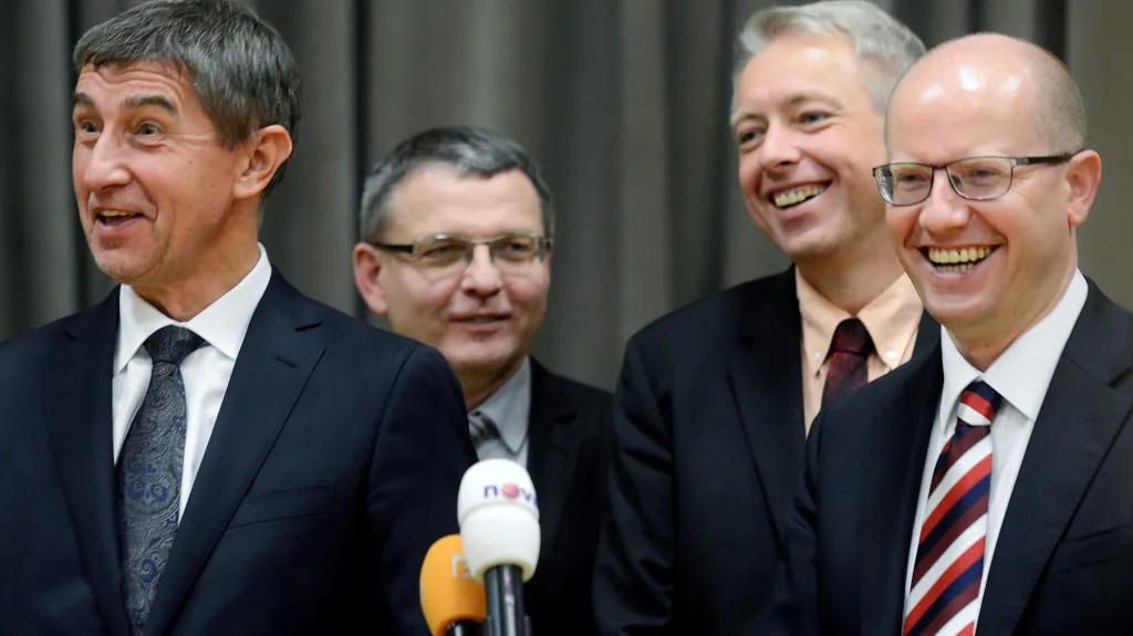 Zprava Bohuslav Sobotka, Milan Chovanec, Lubomír Zaorálek a Andrej Babiš