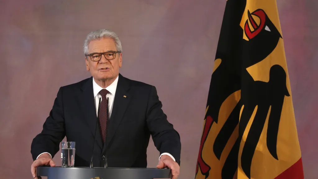 Joachim Gauck při svém posledním projevu ve funkci spolkového prezidenta