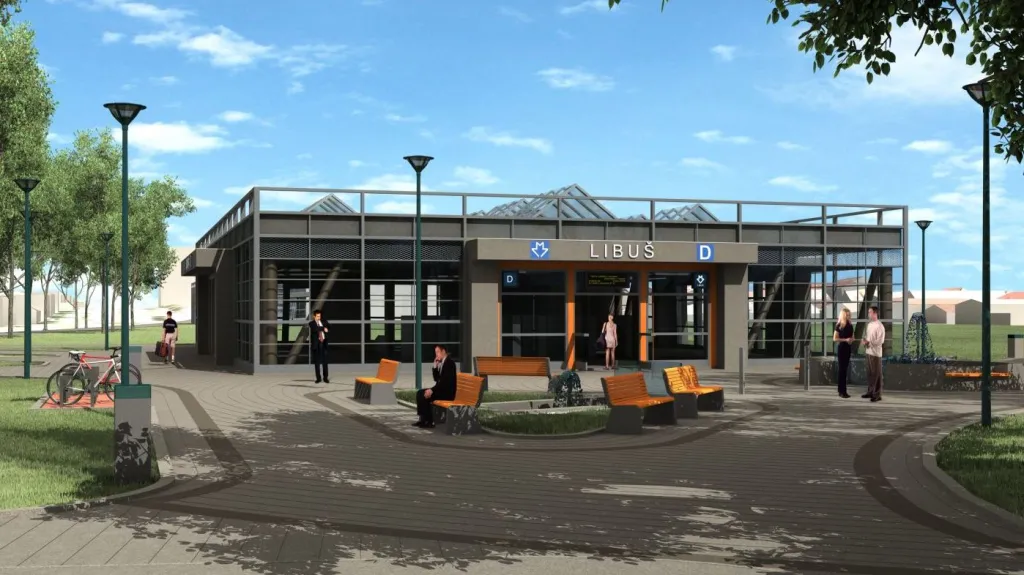 Vizualizace stanice metra Libuš