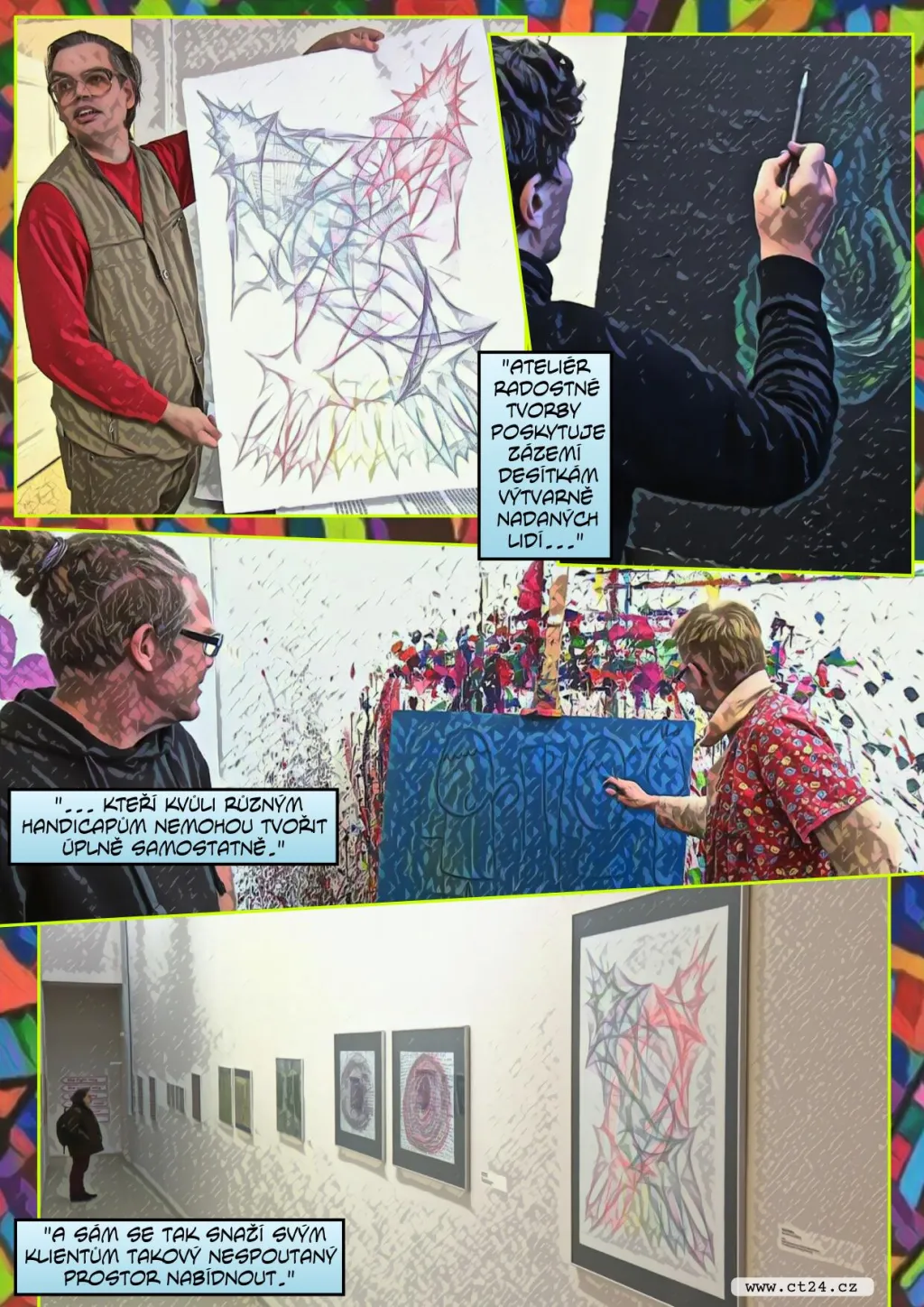 Handicapovaní umělci tvoří spolu s profesionály z různých zemí. Jejich výtvory obstojí i před kritiky