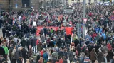 Demonstrace proti nacismu v Drážďanech.