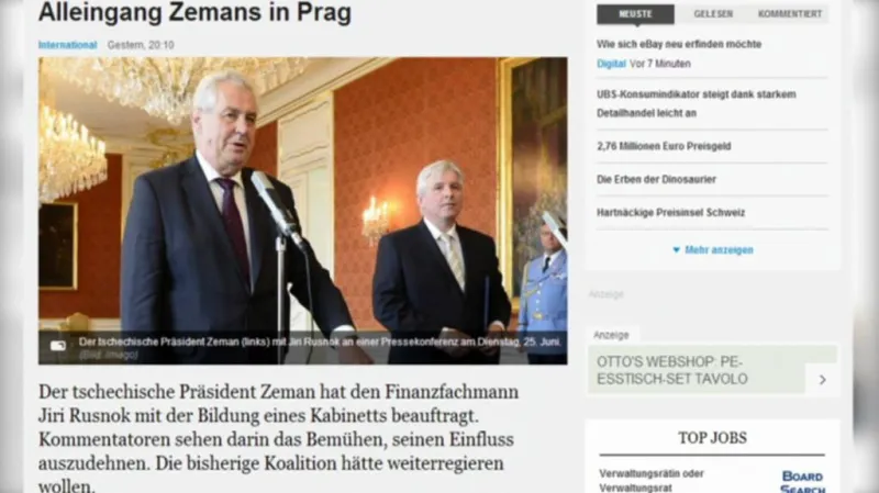 Zahraniční tisk o rozhodnutí Miloše Zemana