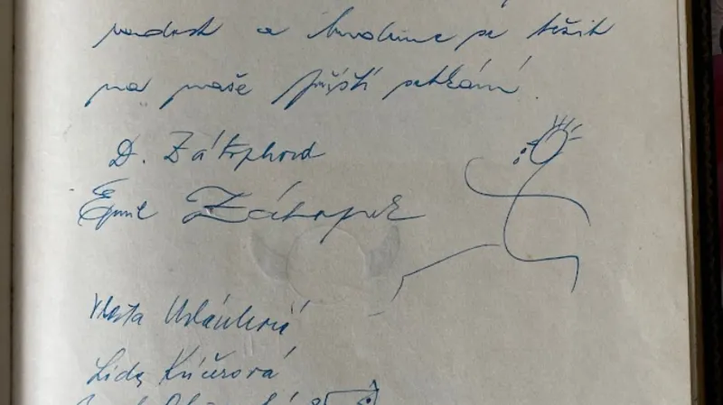 Zápis v knize hostů Penzionu Cyrila Musila