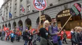 Demonstrace odborářů v Londýně