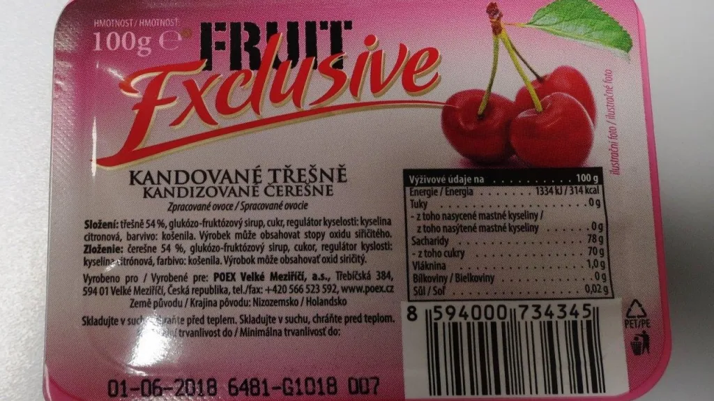 Inspekce nařídila stáhnout kandované třešně Fruit Exclusive