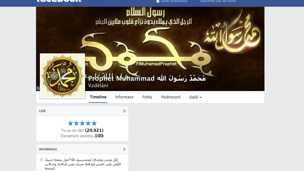 Prorok Mohamed na Facebooku