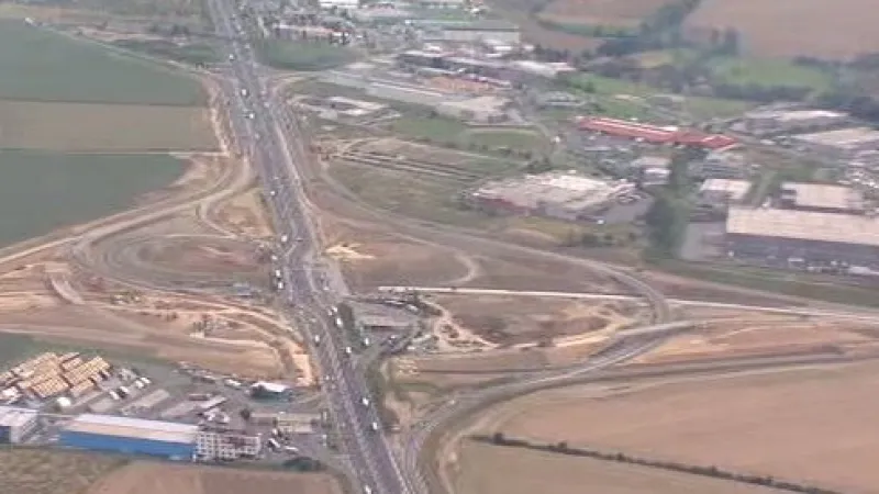 Letecký pohled na novou křižovatku