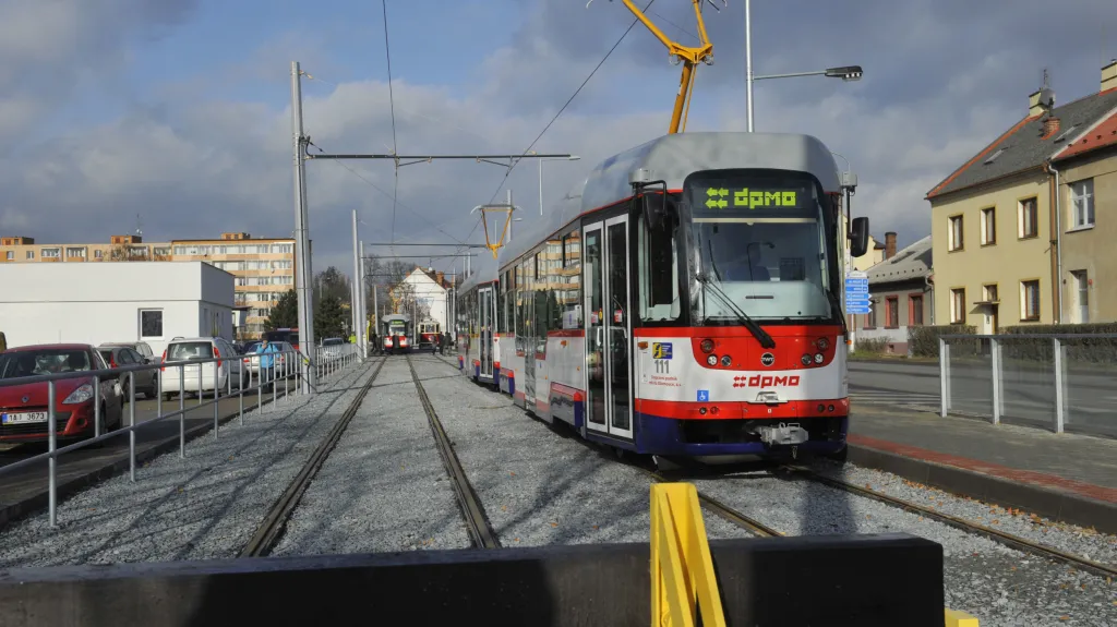 Provizorní ukončení tramvajové trati v ulici Trnkova v Olomouci