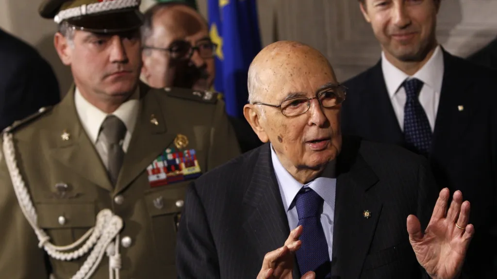 Italský prezident Giorgio Napolitano po jednání s předsedy stran