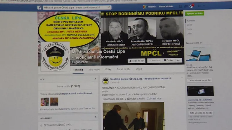 Stránka, kde Karel Šiktanc strážníky kritizoval