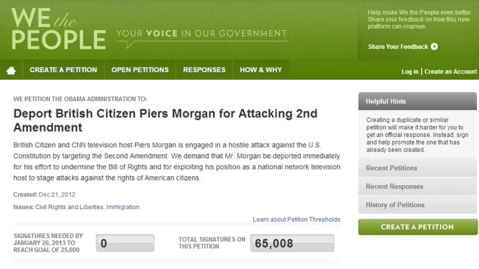 Petice za deportaci Pierse Morgana