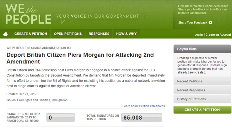 Petice za deportaci Pierse Morgana