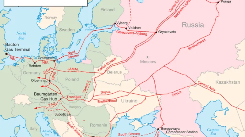 Hlavní evropské plynovody