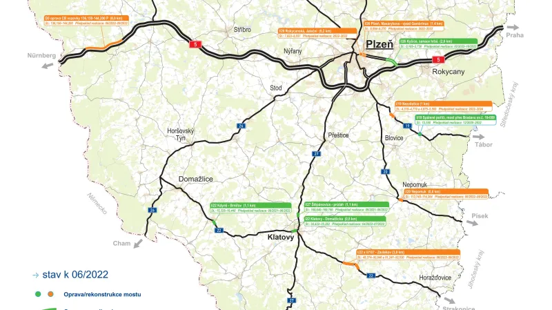 Přehled významných silničních oprav v Plzeňském kraji