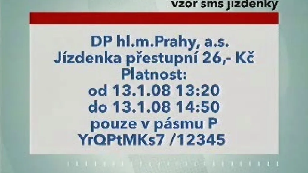 Vzor SMS jízdenky