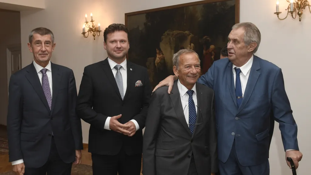 Andrej Babiš, Radek Vondráček, Jaroslav Kubera a Miloš Zeman