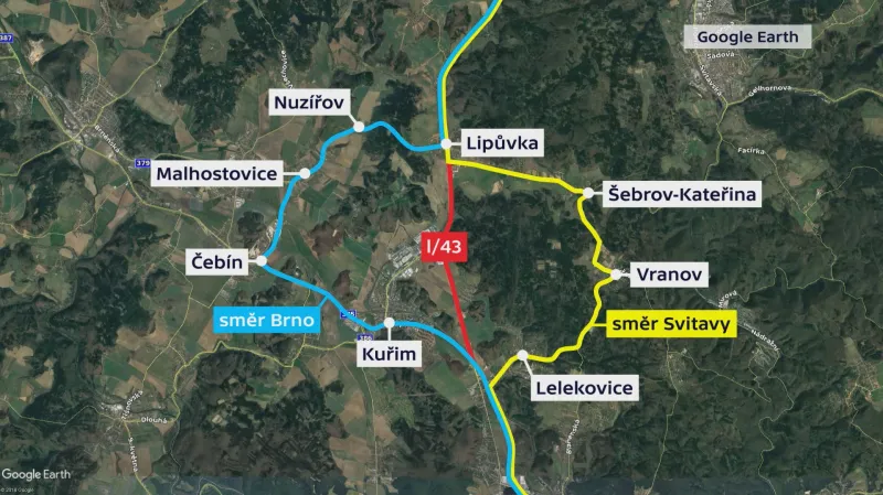 Objízdné trasy I/43