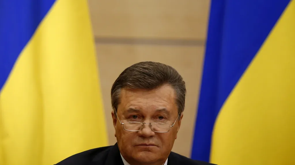 Janukovyč během tiskové konference v Rostově na Donu