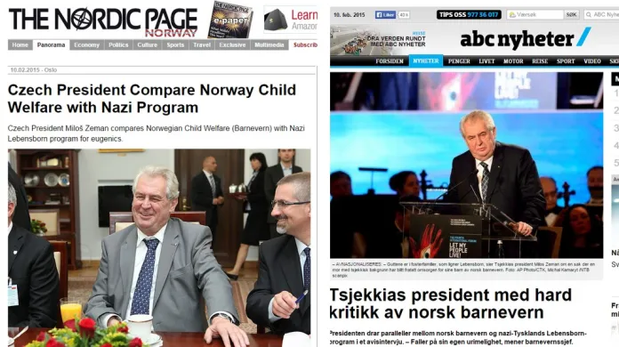 Zemanův výrok zaujal norská média