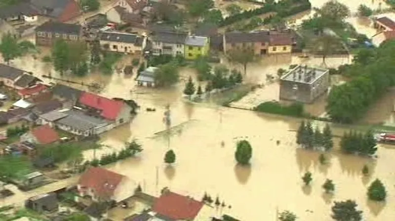 Zaplavená obec Troubky