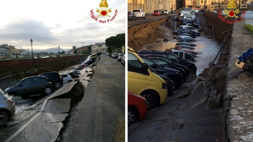 Propad nábřeží v centru Florencie