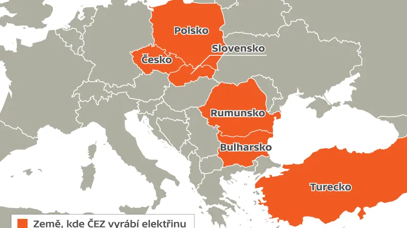Země, kde ČEZ vyrábí elektřinu