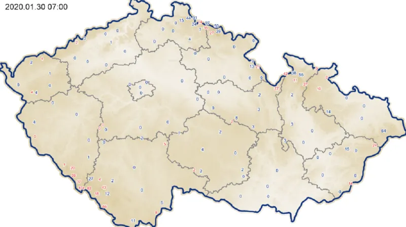 Výška sněhu 30. 1. 2020