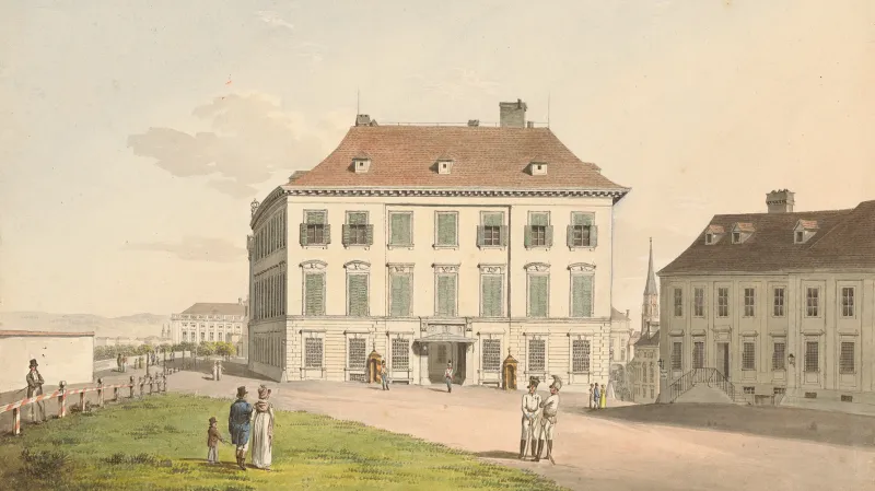 Palác vévody Alberta na akvarelu Jakoba Alta, 1816