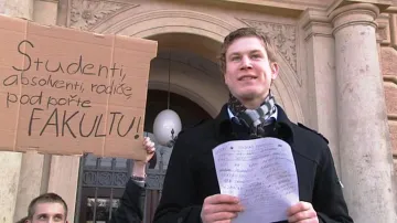 Protest studentu proti rušení plzeňských práv