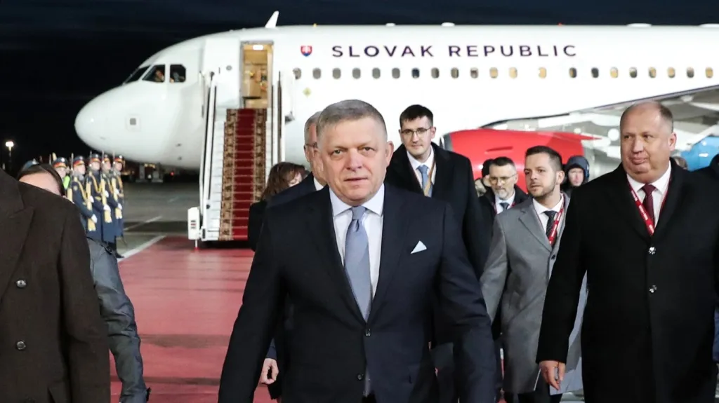 Slovenský premiér Robert Fico na návštěvě Moskvy 8. 5. 2025