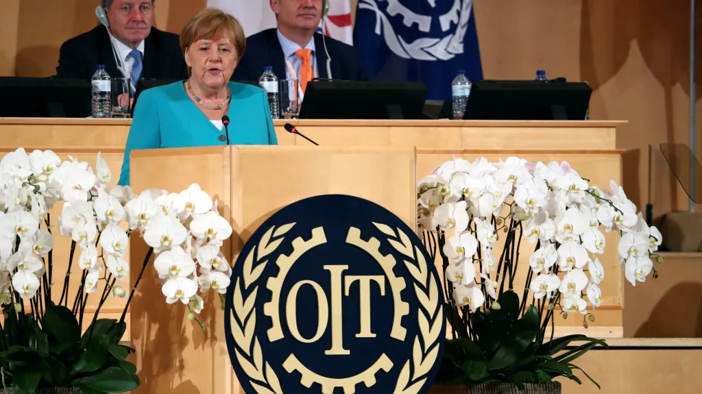 Angela Merkelová na stém výročí Mezinárodní organizace práce