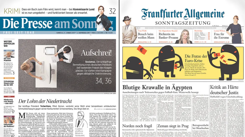 Die Presse a FAZ o zvolení Miloše Zemana