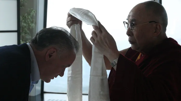 Setkání tibetského dalajlamy se slovenským prezidentem Andrejem Kiskou