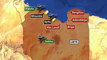 Mapa bojů v Libyi