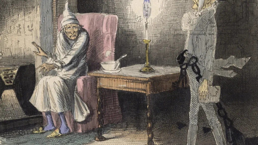 Ilustrace k Vánoční koledě Charlese Dickense