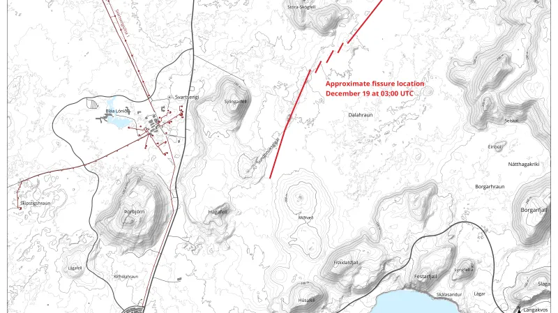 Trhlina způsobená erupcí