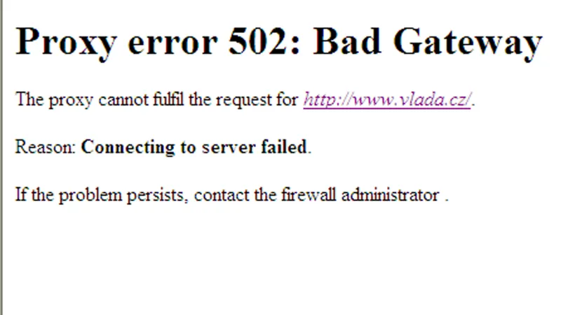 Stránky vlády po přetížení nefungovaly