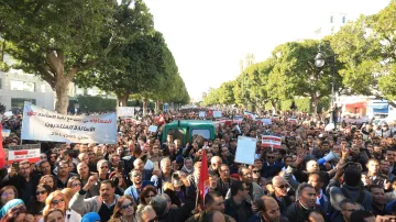 Demonstrace učitelů v Tunisku za lepší platy