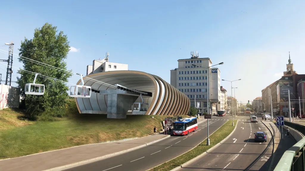 Vizualizace lanovky z Podbaby do Bohnic