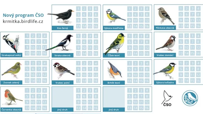 Ukázka sčítacího archu ptáků